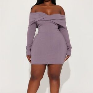 Fashion Nova Chic Purple Long Sleeve Dress